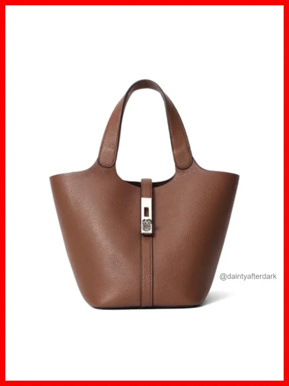 Vegan Leather Top Handle Satchel Tote with Lock Buckle